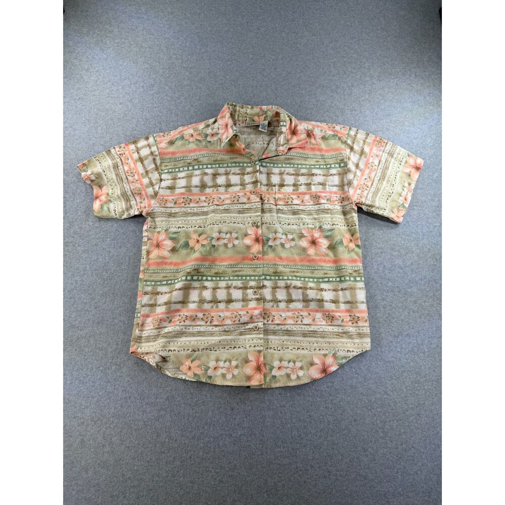 Classic Elements Women’s M Floral Short Sleeve Button Up Shirt Cottagecore